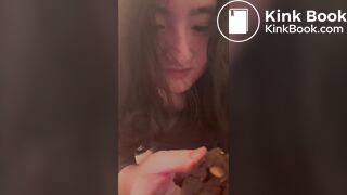 Pungent turds from stinky girl clog the toilet