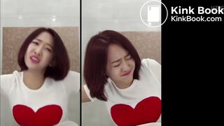 Korean girl farting and desperately pooping