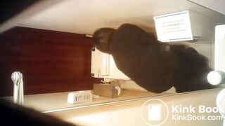 Asian girl pee and poop on toilet