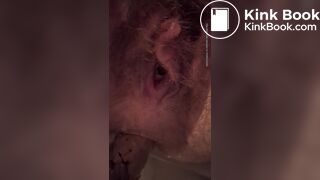 Pooping a fat turd