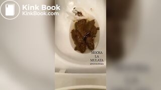 Ebony girl pooping on toilet - video 24