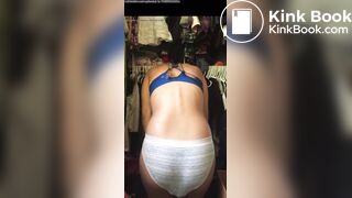 Girl poops her panties in the closet