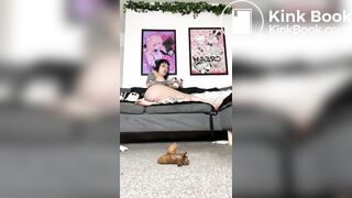 Tattooed girl shitting a big one
