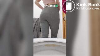 beautiful Honey poops on the toilet and shows your ass