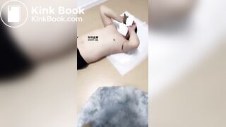 girl push scat to mouth