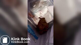 Girl shits in garbagebon