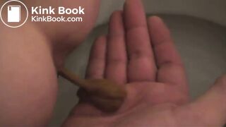 Woman diarrhea onto hand