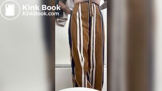 Cute white girl farts, pisses and shits in the toilet