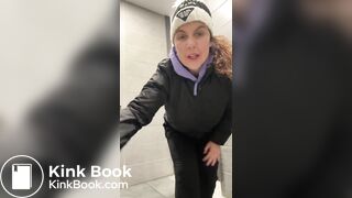 Hot MILF spreads her ass on the toilet