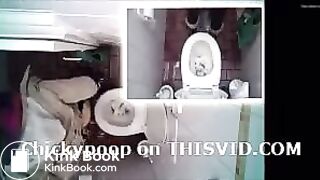Woman was very desperate to diarrhea in public toilet