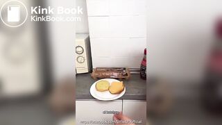 Busty teen poop on sandwich