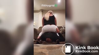 Girl poop in her white jeans on top of her bf