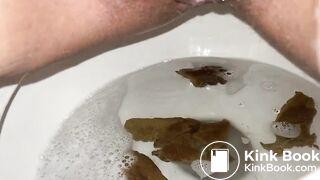 girl drops poop between her legs