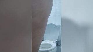 Friend pooping in toilet