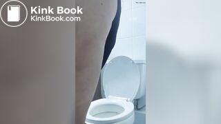 Friend pooping in toilet