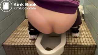 Asian girl pooping on squat toilet