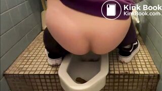 Asian girl pooping on squat toilet
