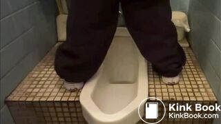 Asian girl pooping on squat toilet