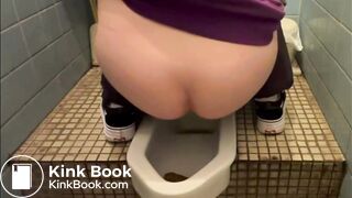 Asian girl pooping on squat toilet