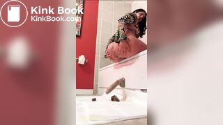 Girl shitting on dildo