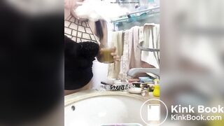 BBW women Drinking shit from glass