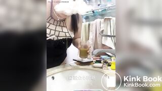 BBW women Drinking shit from glass