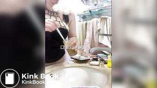BBW women Drinking shit from glass