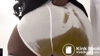 Sexy Hot Black Girl Big Drippy Wet White Shorts Poop