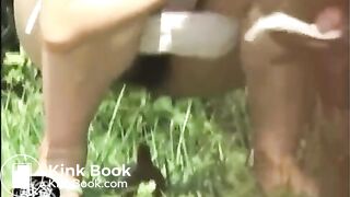 girl pissing and pooping outdoor - video 2