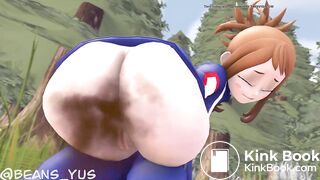 Ochako fart and poop in woods