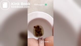 Asian girl pooping in bathroom