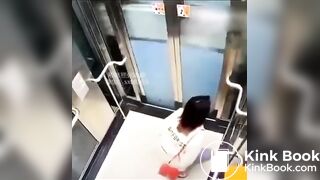 Girl poops diarrhea in Elevator