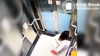 Girl poops diarrhea in Elevator