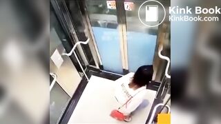 Girl poops diarrhea in Elevator