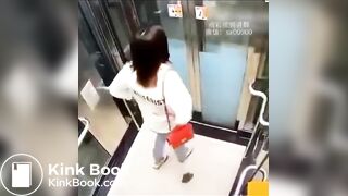 Girl poops diarrhea in Elevator