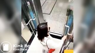 Girl poops diarrhea in Elevator