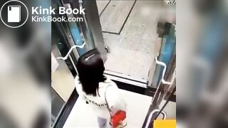 Girl poops diarrhea in Elevator
