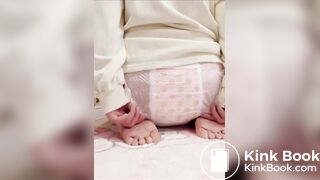 Sexy Hot Chinese Girl Silent Crackly Pink Diaper Poop
