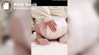 Sexy Hot Chinese Girl Silent Crackly Pink Diaper Poop