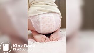 Sexy Hot Chinese Girl Silent Crackly Pink Diaper Poop