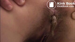 Hot teen taking a shit in the kitchen