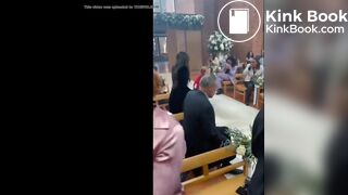 A women shits in a church