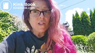 NF - Cute hairy purple hair poop and pee in the garden