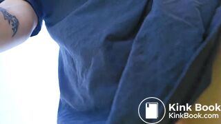 NF - Cute hairy purple hair poop and pee in the garden