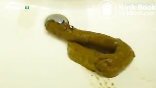 Huge turd in public toilet basin
