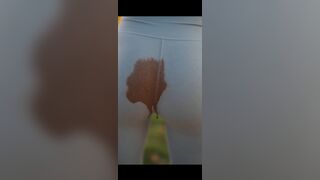 Jogger girl poops her grey leggings