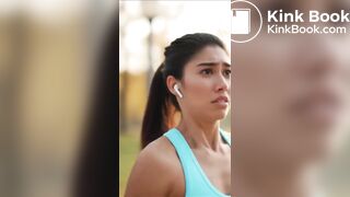 Jogger girl poops her grey leggings