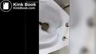 Janet plopping on toilet