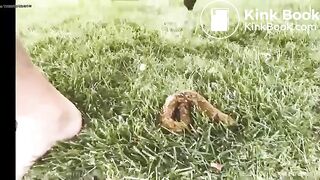 girl pissing and pooping in the garden