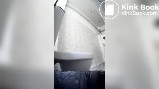 Pooping on a public toilet one view